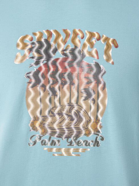 Sunset Print Crew Short Sleeve Tee, Surf Blue, hi-res
