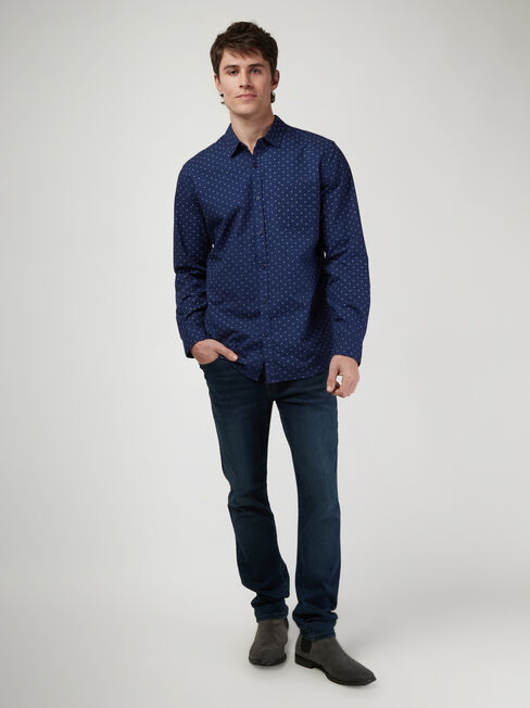 LS Lucas Print Shirt, Blue, hi-res