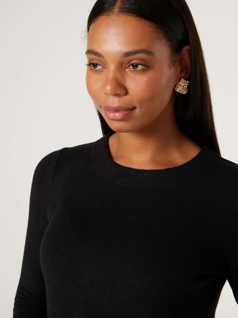 Sia Soft Touch Curved Hem Pullover, Black, hi-res