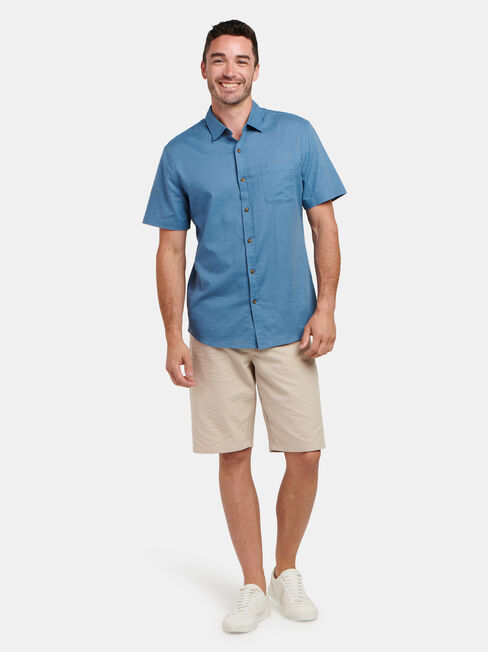 Ethan Short Sleeve Textured Shirt, Blue, hi-res