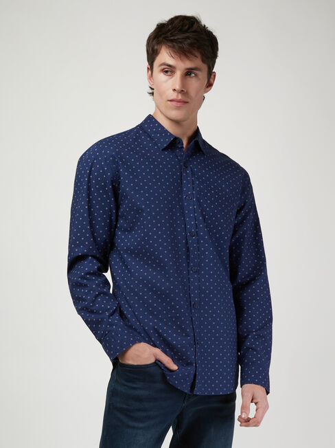 LS Lucas Print Shirt, Blue, hi-res