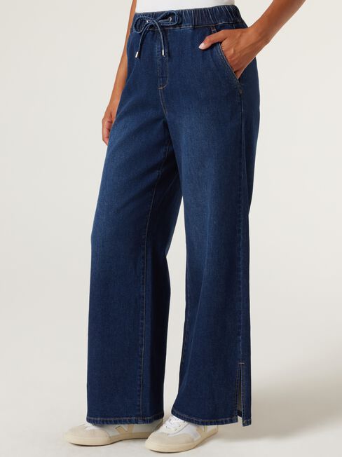 Hayley J-Luxe Split Hem Jeans, Dark Indigo, hi-res