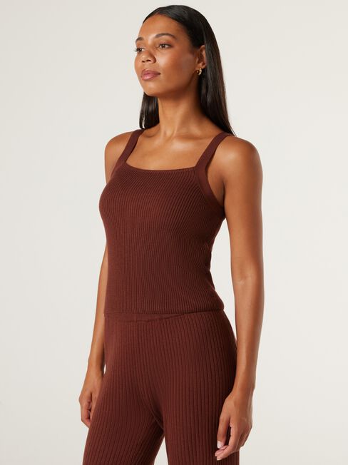J-Luxe Chunky Rib Cami, Brick, hi-res