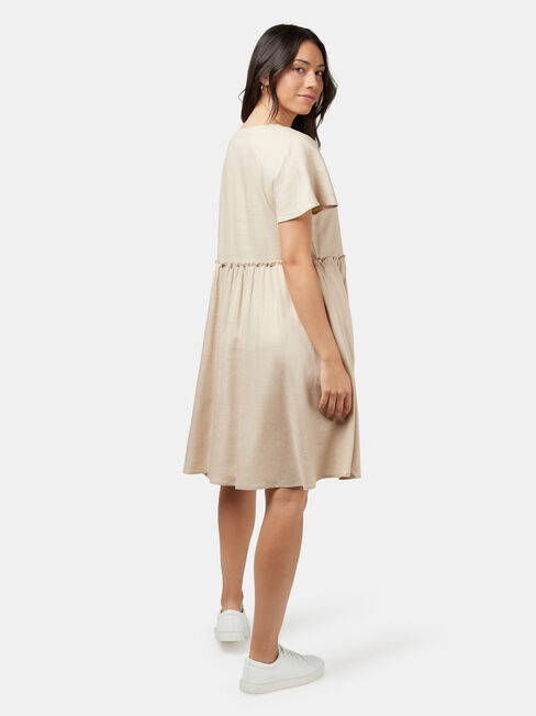 Emily Button Front Dress, White, hi-res