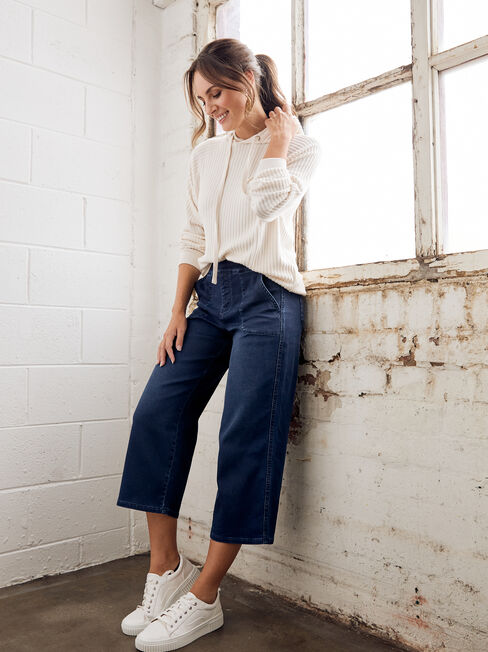 Tessa J-Luxe Wide Leg Jeans, Dark Indigo, hi-res