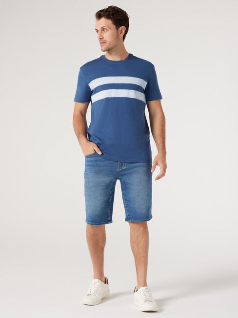 SS Leo Panel Stripe Crew Tee, Washed Navy Multi, hi-res