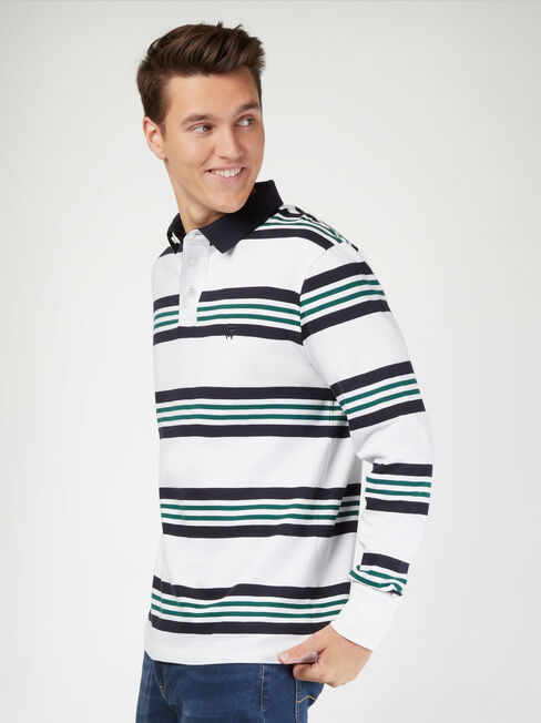 LS Travis Stripe Rugby Polo | Jeanswest