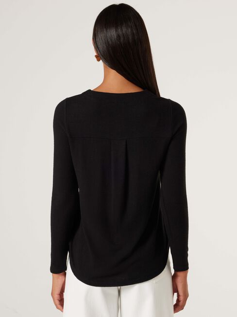 Sia Soft Touch Curved Hem Pullover, Black, hi-res