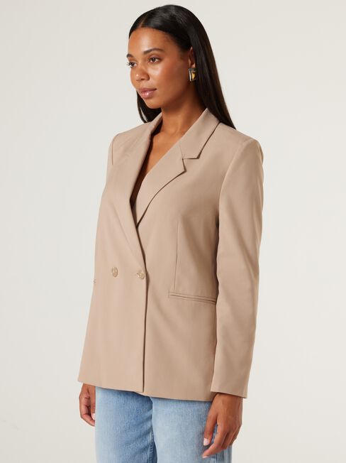 Eva Boxy Blazer, Taupe, hi-res