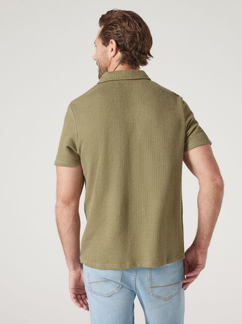 Short Sleeve Jasper Textured Polo, Khaki, hi-res