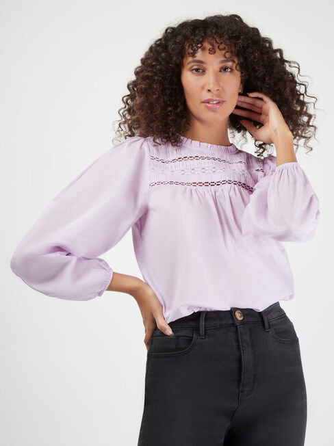 Siri Lace Detail Top, Purple, hi-res