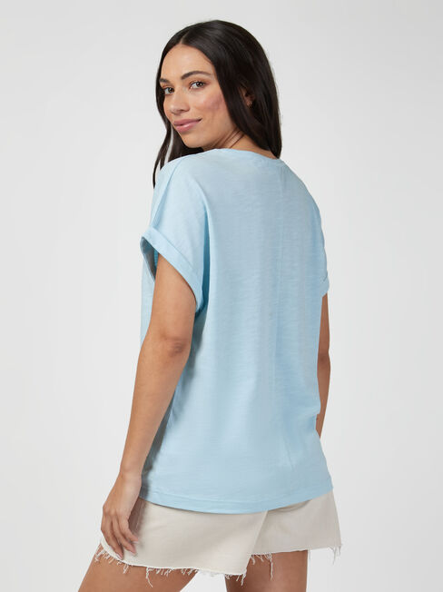 Drop Shoulder Tee, Light Blue, hi-res
