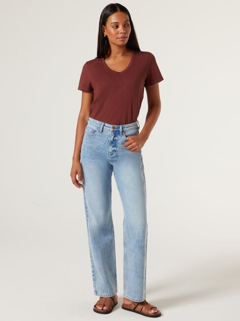 Essential V-Neck Tee, Brick, hi-res