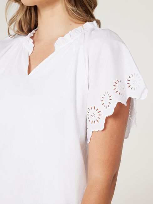Cali Flutter Slv Blouse, White, hi-res