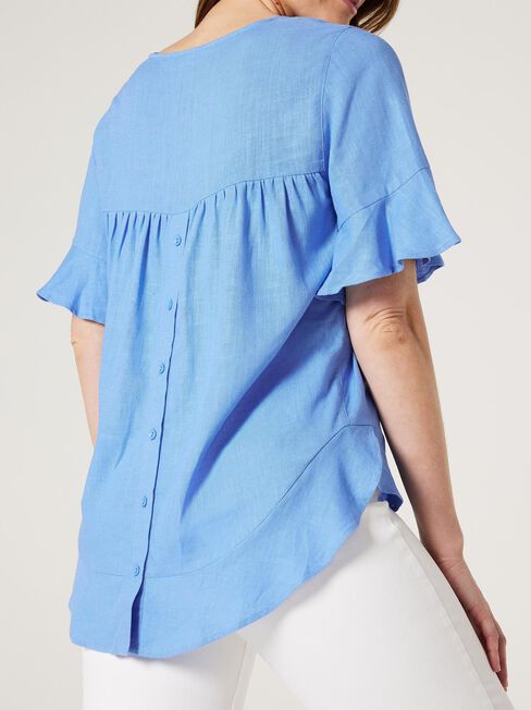 Alivia Ruffle Hem Top, Sapphire, hi-res