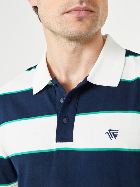 SS Terry Stripe Jersey Polo, Blue, hi-res