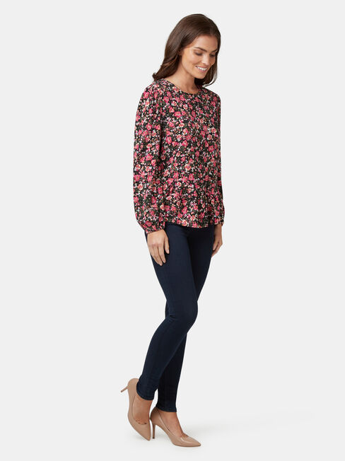 Penelope Peplum Hem Top, Floral, hi-res