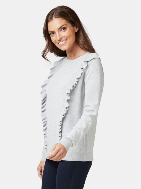 Rita Ruffle Pullover, Grey, hi-res