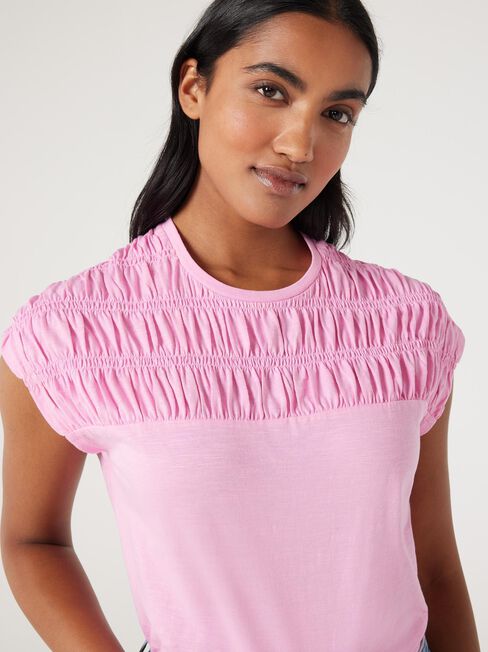 Ruby Rouched Jersey Top, Blush Pink, hi-res