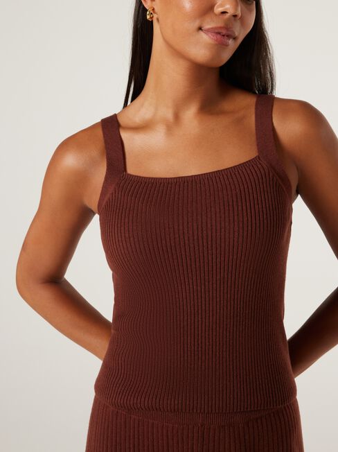 J-Luxe Chunky Rib Cami, Brick, hi-res