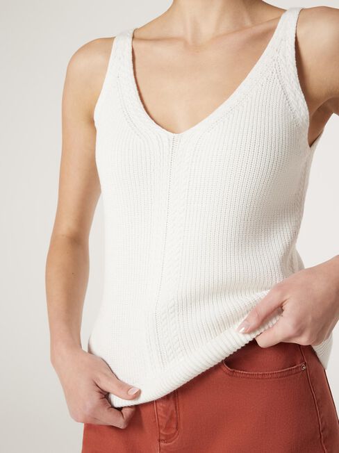 Pearl Knit Tank, White, hi-res