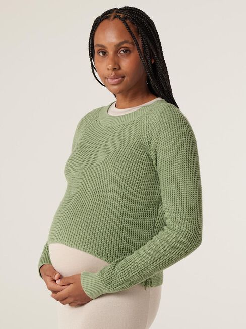 Michelle Side Zip Maternity Pullover, Pastel Moss, hi-res