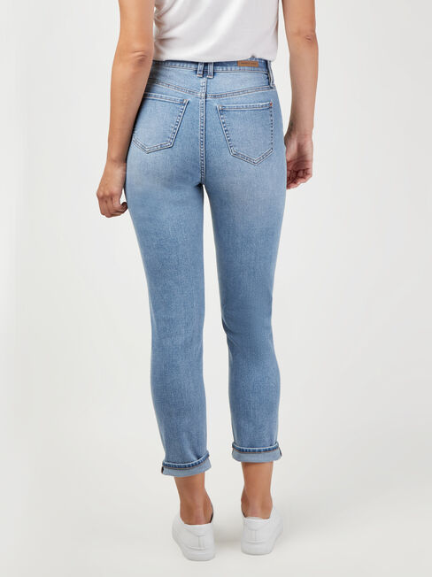 Brooke High Waisted tapered Crop Jeans, Mid Indigo, hi-res