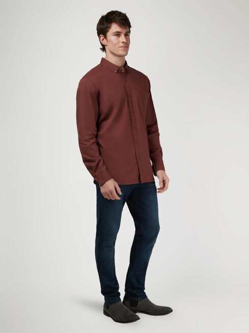 Brody Textured Long Sleeve Shirt, Red, hi-res