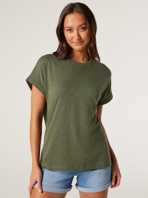 Drop Shoulder Tee, Thyme, hi-res