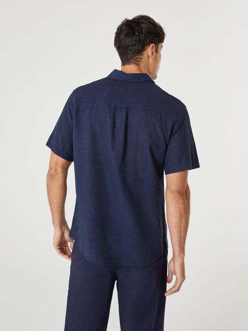 Wolf Textured Short Sleeve Shirt, Ink, hi-res