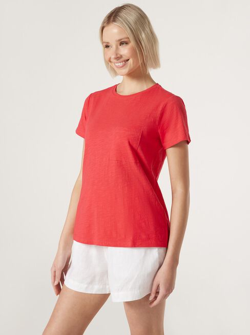 Essential Slub Pocket Tee, Candy Apple, hi-res