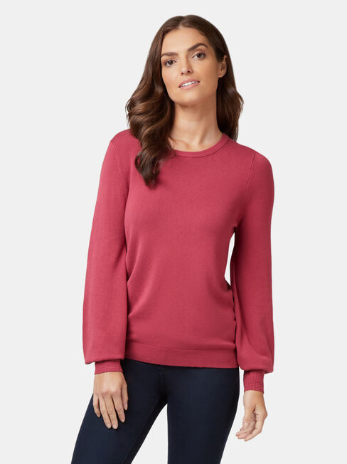 Belinda Blouson Sleeve Pullover, Red, hi-res