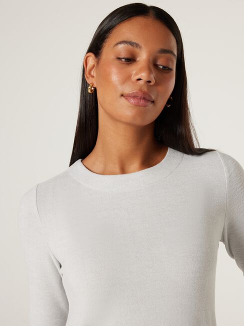Sia Soft Touch Curved Hem Pullover, Grey Marle, hi-res