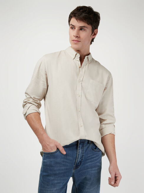 LS Brody Textured Shirt, Brown, hi-res