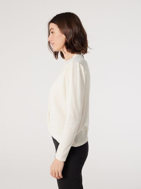 Aimee Twist Hem Top, White, hi-res