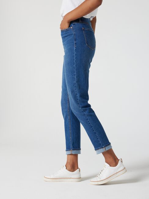 High Waisted Tapered Jeans, Mid Vintage, hi-res