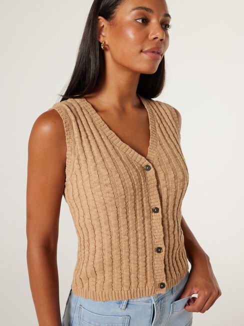 Lindsey Knit Vest, Caramel Marle, hi-res