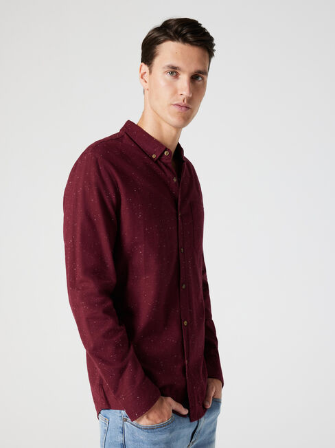 LS Tommy Brushed Shirt, Port, hi-res