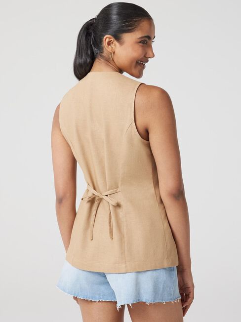 Willa Waistcoat, Brown, hi-res