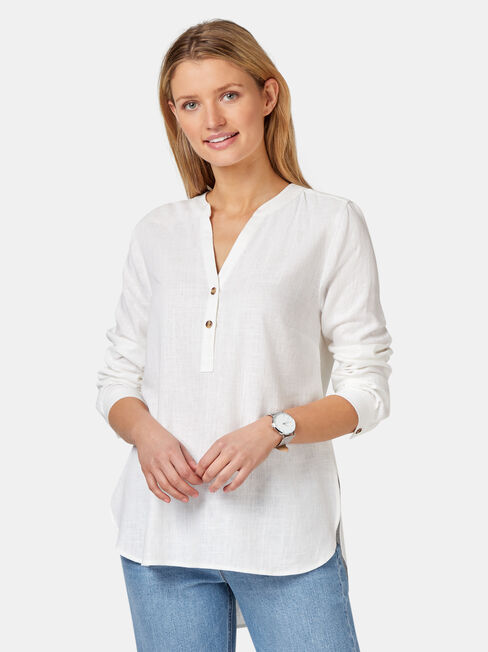 Everly Linen Shirt, White, hi-res