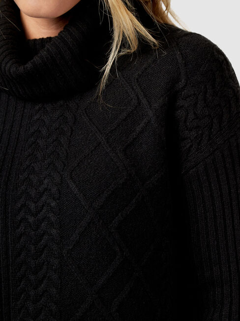 Lulu Cowl Neck Pullover, Black, hi-res