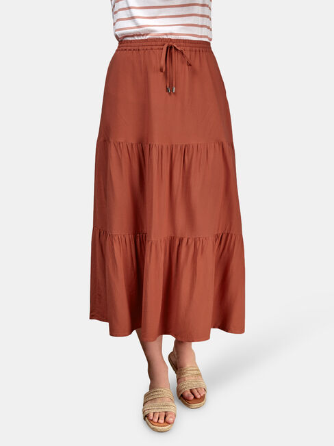 Kennedy Tiered Skirt, Orange, hi-res