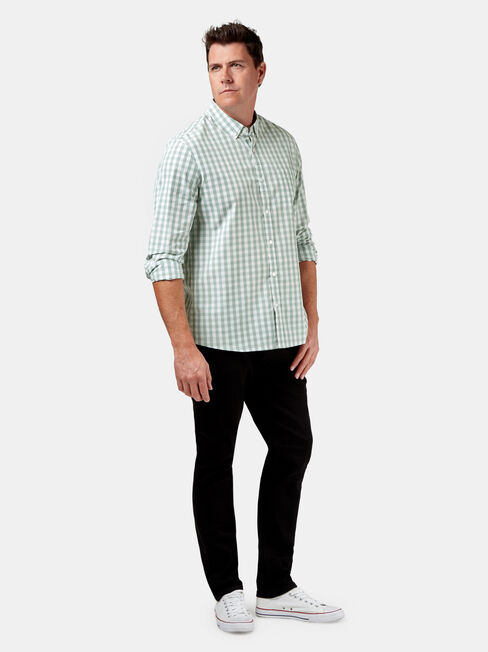 Knox Long Sleeve Check Shirt, Green, hi-res