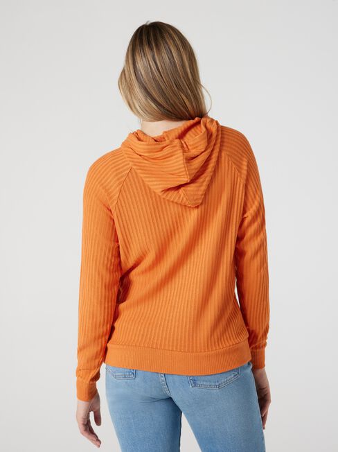 Khloe Rib Hoodie, Orange, hi-res