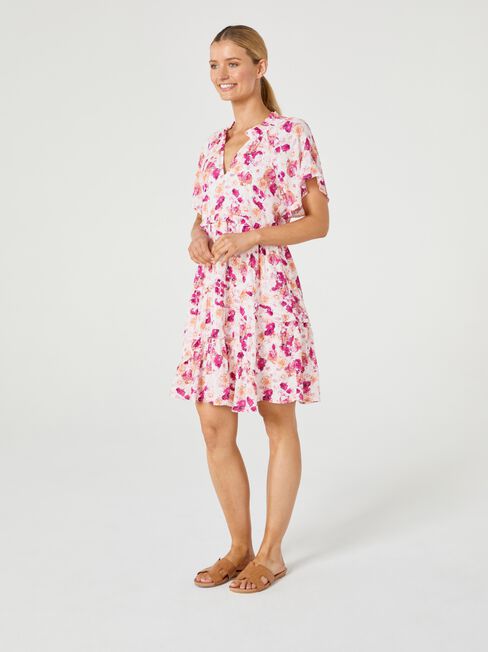 Ginger Frill Waist Dress, Print, hi-res