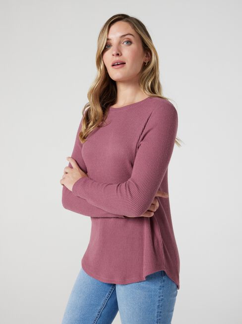 Sophie Rib Soft Touch Pullover, Purple, hi-res