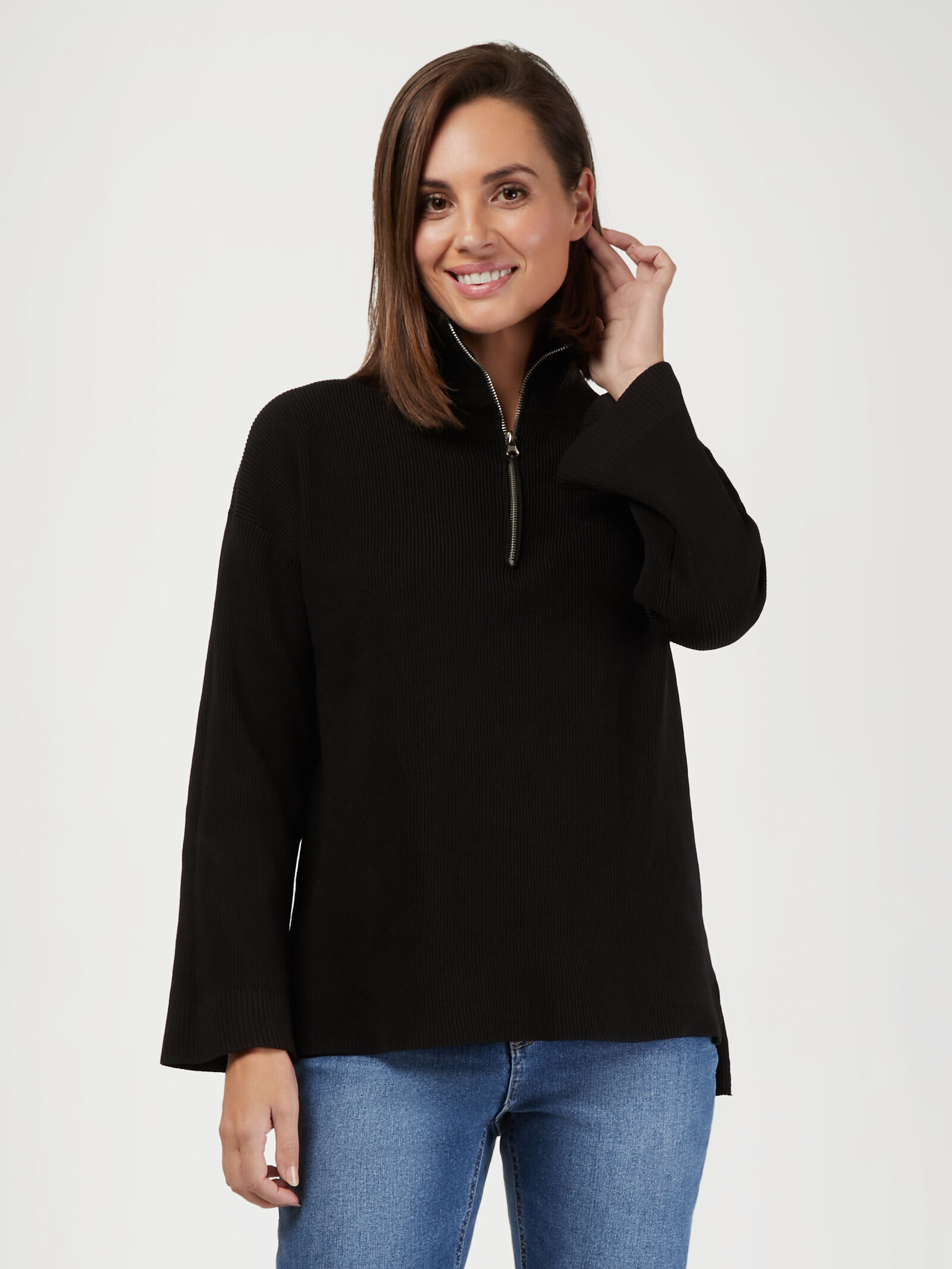 Half zip knit hotsell sweater womens