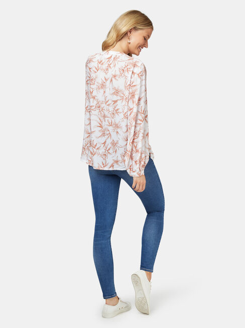 Annie Button Thru Blouse, Floral, hi-res