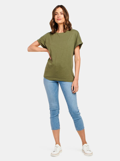 Drop Shoulder Tee, Sage, hi-res