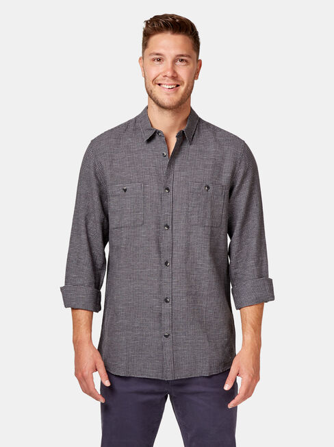 Alec Long Sleeve Textured Shirt, Grey, hi-res